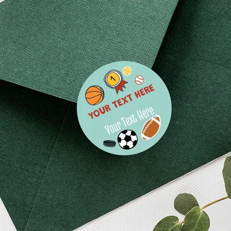 Sports Themed Customized Printed Envelope Seal Sticker