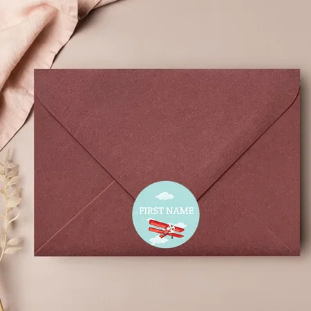 Airplane Designed Customized Printed Envelope Seal Sticker