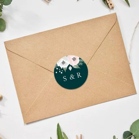 Initials Designed Customized Printed Envelope Seal Sticker