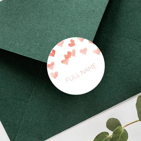 Hearts Designed Customized Printed Envelope Seal Sticker
