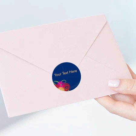 Blue Floral Customized Printed Envelope Seal Sticker