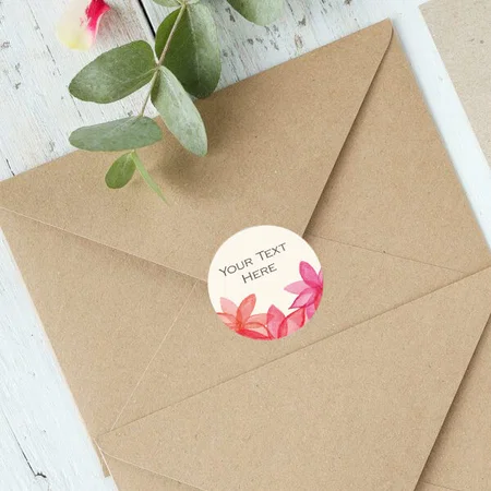Pink Flowers Customized Printed Envelope Seal Sticker