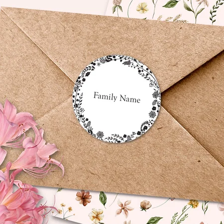 Black Wreath Customized Printed Envelope Seal Sticker