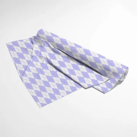 Pastel Lavender Plaid Argyle Pattern Printed Satin Fabric