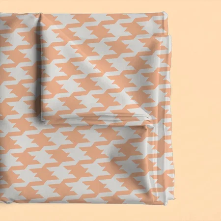 Chic Bold Pastel Orange Houndstooth Pattern Printed Satin Fabric