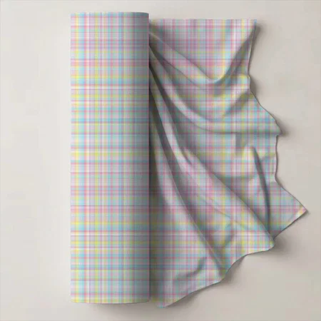 Plaid Fabric Pastel Printed Satin Fabric