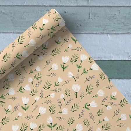 Soft White Flower Pattern Printed Satin Fabric