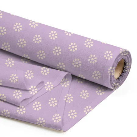 Lilac Purple Flowers Boho Aesthetic Pattern Printed Satin Fabric