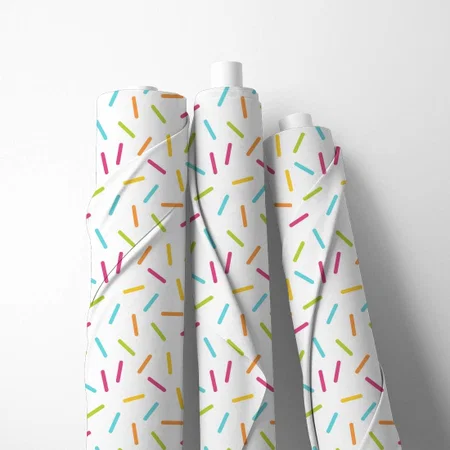 Colorful Candy Sprinkles Pattern Printed Satin Fabric