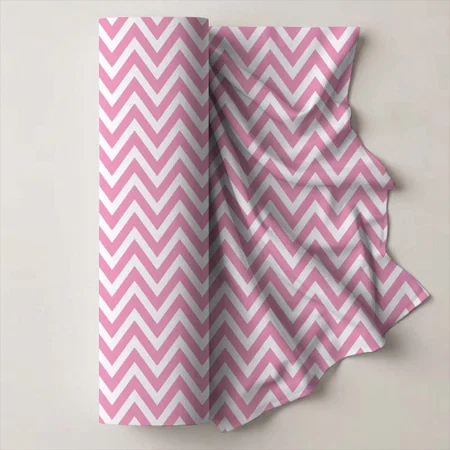 Pink Modern Chevron Pattern Printed Satin Fabric