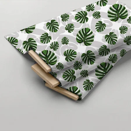 Modern Boho Botanical Leaves Pattern Printed Satin Fabric