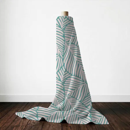 Cute Retro Leaf Pattern Printed Satin Fabric
