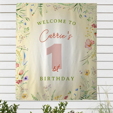 Wildflower First Birthday Party Customized Vinyl Flex Print Backdrop