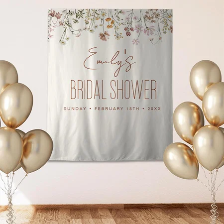 Wildflower Bridal Shower Garden In Bloom Customized Vinyl Flex Print Backdrop
