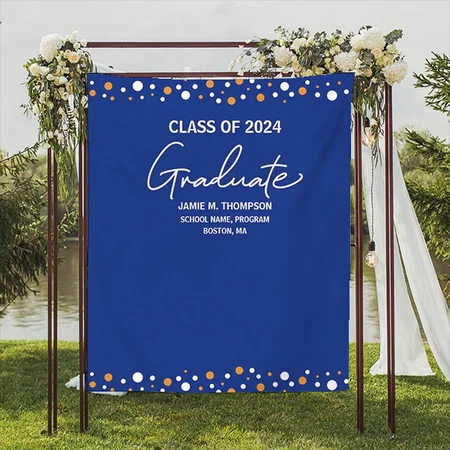 Orange Blue Graduation Customized Vinyl Flex Print Backdrop