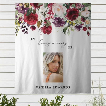 Floral Design with Photo Customized Vinyl Flex Print Backdrop
