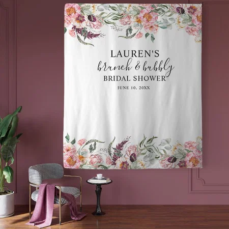 Elegant Yellow Floral Sage Green Wedding Customized Vinyl Flex Print Backdrop