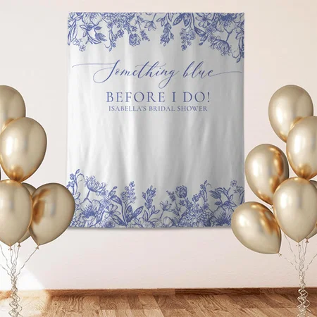 Something Blue Floral Bridal Shower Customized Vinyl Flex Print Backdrop
