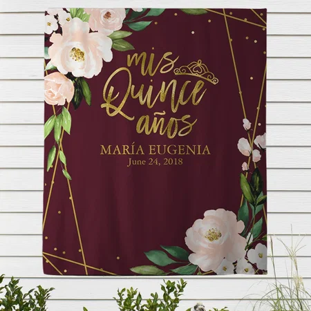 Blush Burgundy Floral Customized Vinyl Flex Print Backdrop