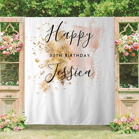 Pink And Gold Birthday Customized Vinyl Flex Print Backdrop