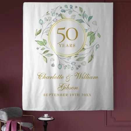 Greenery 50th Anniversary Customized Vinyl Flex Print Backdrop