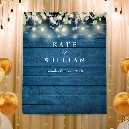 Rustic Wood String Lights Customized Vinyl Flex Print Backdrop