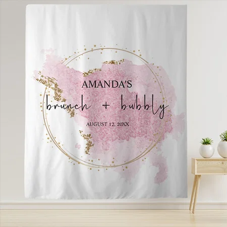 Blush Pink Gold Customized Vinyl Flex Print Backdrop