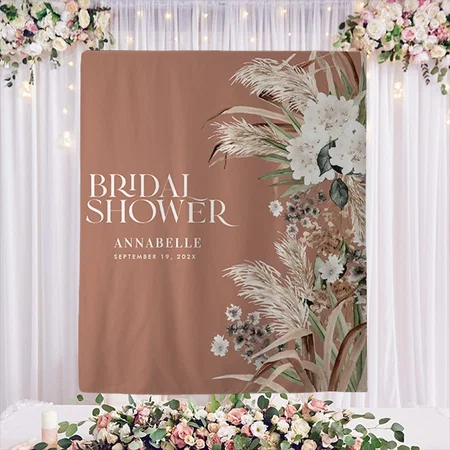 Modern Elegant Terracotta Tapestry Customized Vinyl Flex Print Backdrop