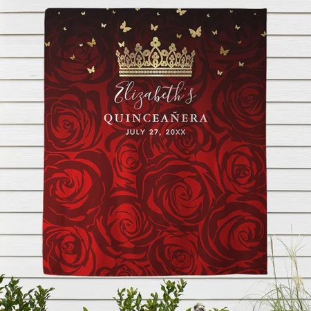 Red Roses Design Customized Vinyl Flex Print Backdrop