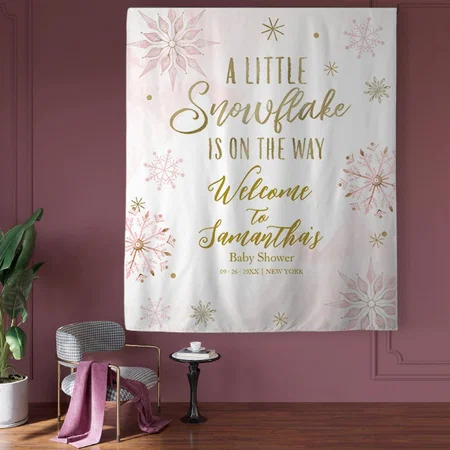 Snowflake is On The Way Baby Shower Customized Vinyl Flex Print Backdrop