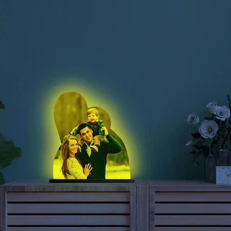 Curves Design Customized Photo Printed Table Frame Lamp with Light - 5 x 5 Inches
