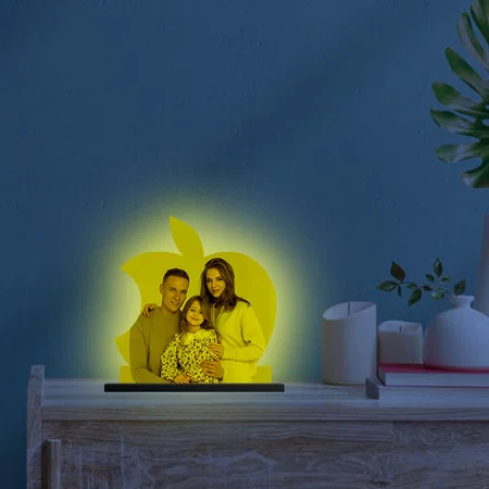 Apple Design Customized Photo Printed Table Frame Lamp with Light - 5 x 5 Inches