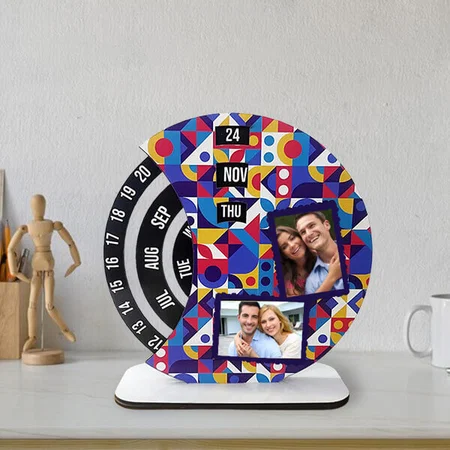 Abstract Pattern Customized Printed Calendar Table Photo Frame - 8 Inches