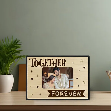 Together Forever Customized Photo Printed Engraved Wooden Table Frame - 10 x 7 Inches