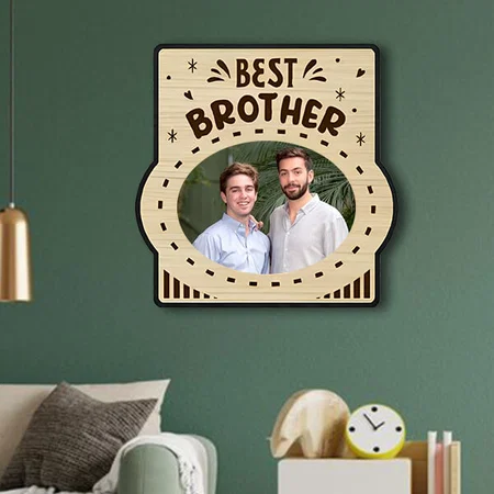 Best Brother Customized Photo Printed Engraved Wooden Wall Hanging Frame - 12 x 12 Inches