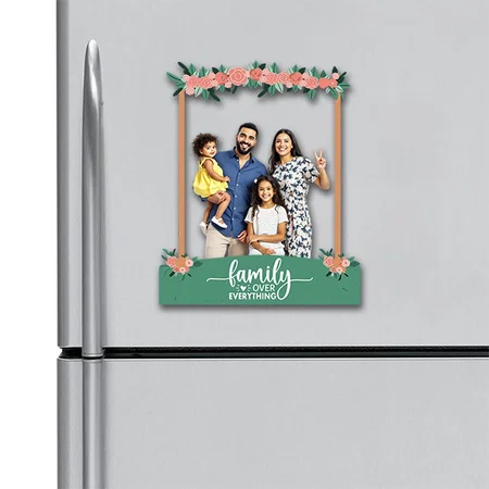 Family Over Everything Customized Acrylic Miniature Photo Caricature Fridge Magnet