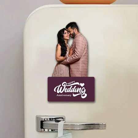 Happy Wedding Anniversary Customized Acrylic Miniature Photo Caricature Fridge Magnet