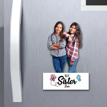 Best Sister Ever Customized Acrylic Miniature Photo Caricature Fridge Magnet