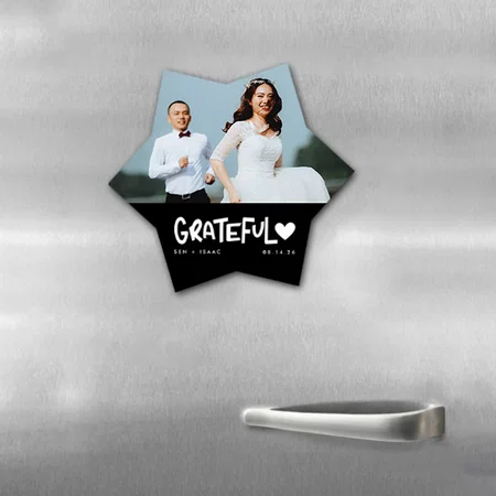 Grateful Wedding Photo Thank You Customized Printed Photo Fridge Magnet