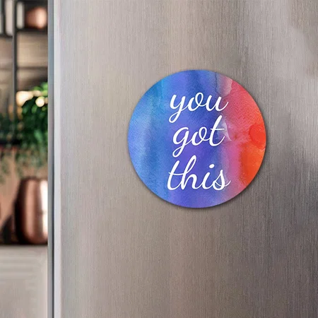 Orange Blue Watercolor Design Customized Printed Photo Fridge Magnet