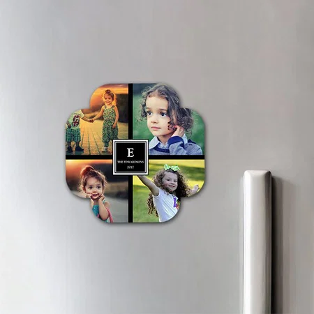 Modern 4 Photo Collage  Customized Printed Photo Fridge Magnet