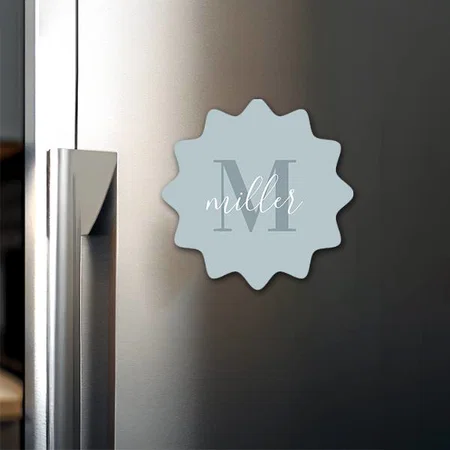 Modern Blue Family Name Monogram Customized Printed Photo Fridge Magnet