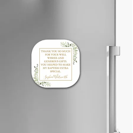 Baptism Christening Greenery Thank You Customized Printed Photo Fridge Magnet