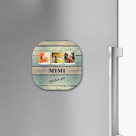 Mimi Grandchildren 3 Photo Collage Customized Printed Photo Fridge Magnet