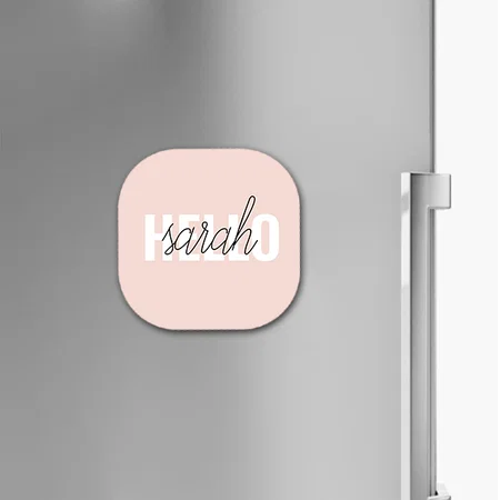 Modern Pastel Pink Hello Design Customized Printed Photo Fridge Magnet