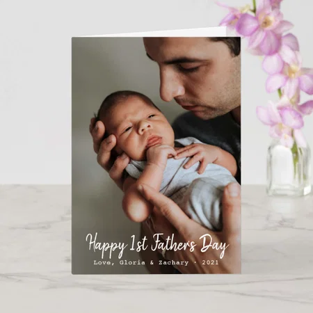 First Father's Day Photo Customized Printed Greeting Card