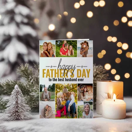 Happy Father's Day Photo Collage Customized Printed Greeting Card