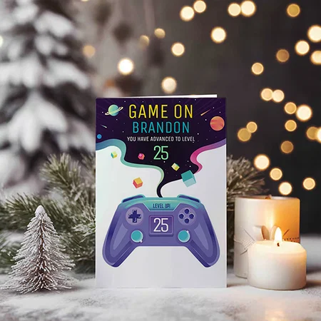 Video Gamer Design Customized Printed Greeting Card