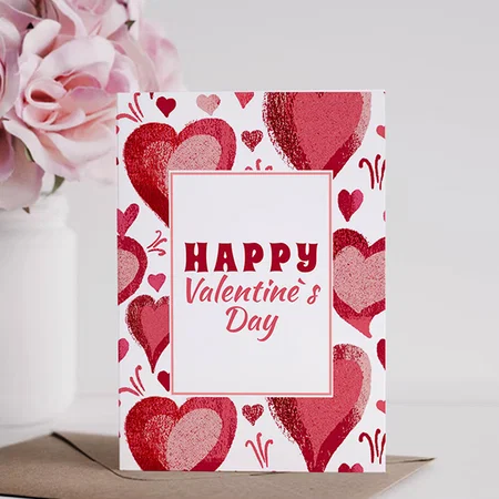 Red Heart Drawing Happy Friendship Day Customized Printed Greeting Card