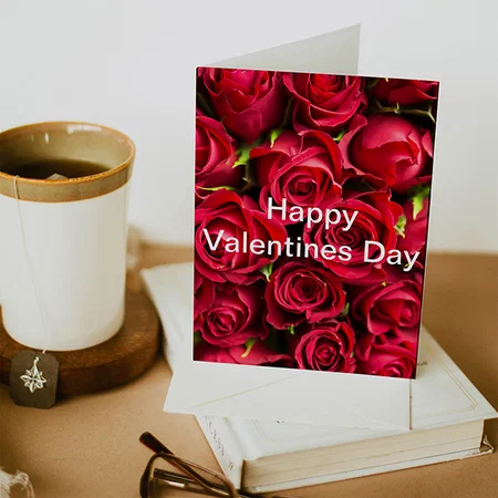 Rose Design  Valentines Day Customized Printed Greeting Card